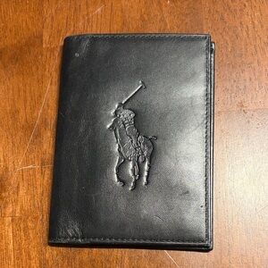 Ralph Lauren Black Embossed Polo Leather Card & Key Organizer
